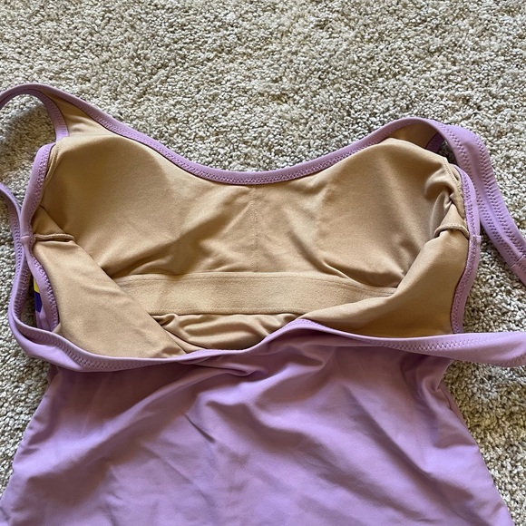 Old Navy Women’s One Piece Purple Striped Swimsuit Size Small Padded - Picture 5 of 8